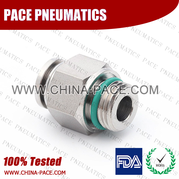 G Thread Male Adapter Stainless Steel Push-In Fittings, 316 stainless steel push to connect fittings, Air Fittings, one touch tube fittings, all metal push in fittings, Push to Connect Fittings, Pneumatic Fittings